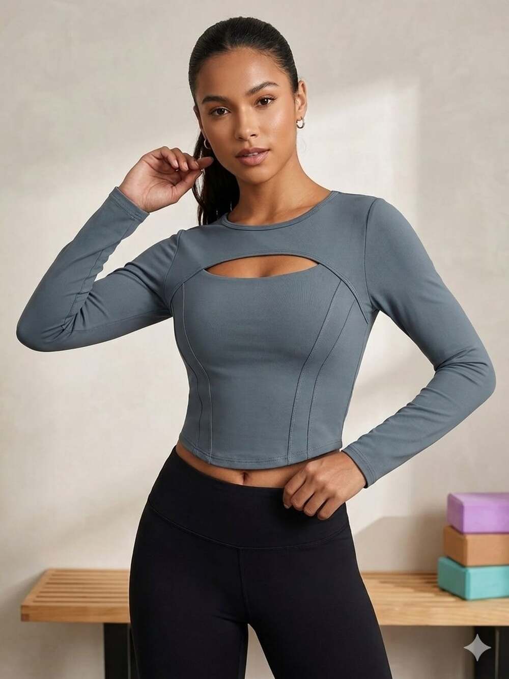 Abercrombie & Fitch Long Sleeve Cut-Out Top Size XS Blue